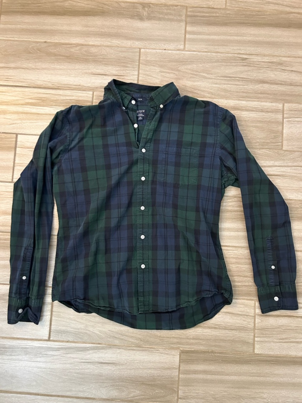 J. Crew Green and Navy Plaid Button-Down Shirt